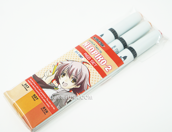 画材 DELETER NEOPIKO-2 DELETER Neopiko-2 Dual-tipped Alcohol-based Marker - Red Set