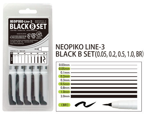 DELETER NEOPIKO-LINE-3 Black 5 pieces set B (311-6B0B)