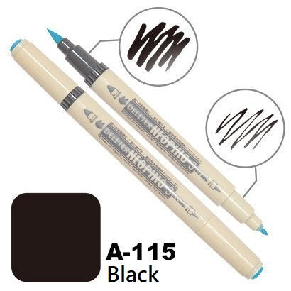 Zig Dual-Tip Marker Set 4/Pkg-Black Ink