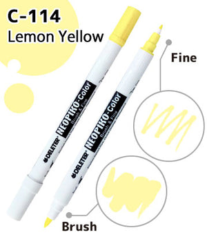 DELETER NEOPIKO-Color Lemon Yellow (C-114) Alcohol-based Dual Tipped Marker