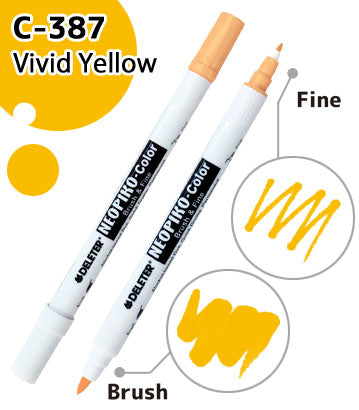 DELETER NEOPIKO-Color Vivid Yellow (C-387) Alcohol-based Dual Tipped Marker