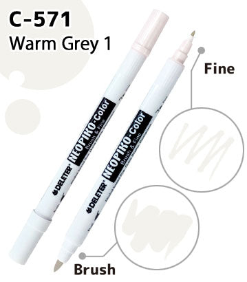 DELETER NEOPIKO-Color Warm Grey 1 (C-571) Alcohol-based Dual Tipped Marker