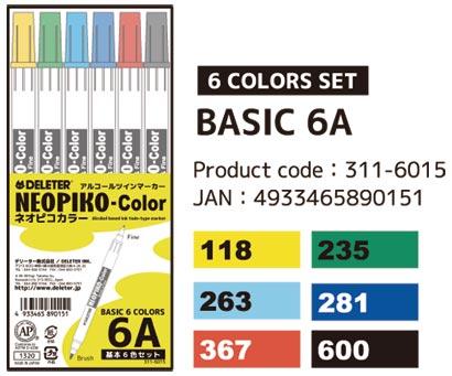 DELETER NEOPIKO-COLOR Basic 6A Color Set
