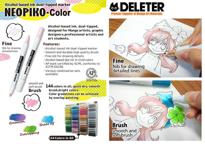 DELETER NEOPIKO-Color Coral Pink (C-361) Alcohol-based Dual Tipped Marker
