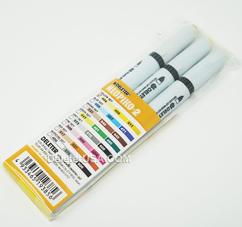 DELETER Neopiko-2 Dual-tipped Alcohol-based Marker - Yellow Set