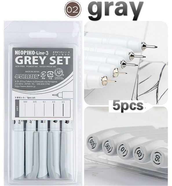 DELETER Neopiko-Line 3 - Multi-Liner Pen - Gray Set
